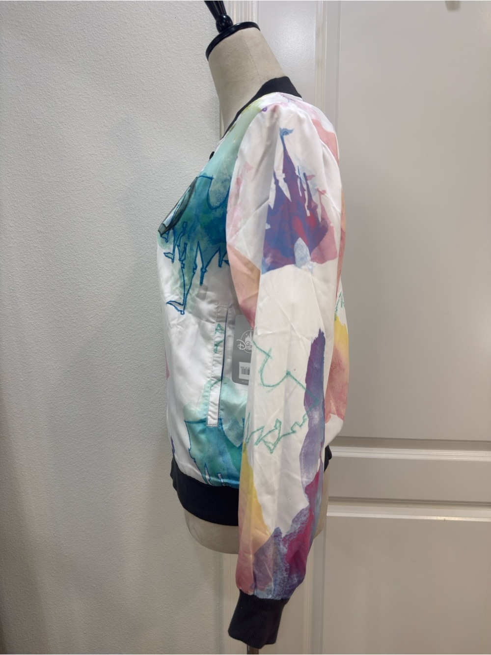 Disney White Watercolor Bomber Jacket - Women's NWT - Picture 3 of 11